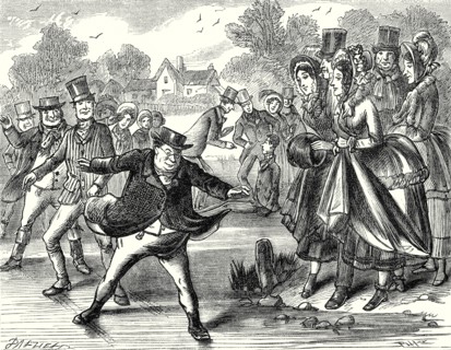 Pickwick Papers, "Mr. Pickwick went slowly and gravely down the slide, with his feet about a yard