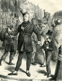 David Copperfield and Mr. Micawber, "Mr. Micawber impressing the names of streets and the shapes of