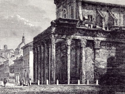 Rome Italy 1875, Temple of Antoninus and faustina