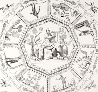 Rome Italy 1875, PAINTINGS  OF THE FIRST CENTURY  ON A CHAPEL VAULT, CATACOMBS  OF CALLISTUS