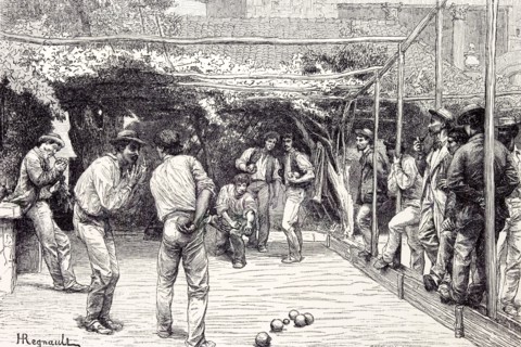Rome Italy 1875, Playing at Bowls