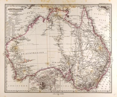 Australia Map Gotha, Justus Perthes, 1872, Atlas. Perthes, Johan Georg Justus 1749 Ã¢â‚¬â€ú 1816,