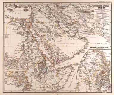 Arabia North East Africa Map Gotha, Justus Perthes, 1875, Atlas. Perthes, Johan Georg Justus 1749