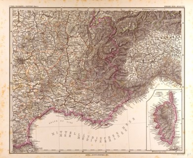 France map 1874 Gotha, Justus Perthes, 1872, Atlas. Perthes, Johan Georg Justus 1749 Ã¢â‚¬â€ú 1816,