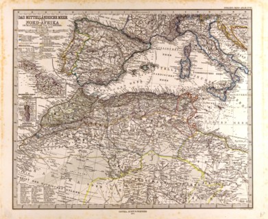 Mediterranean Sea Map Gotha, Justus Perthes, 1872, Atlas. Perthes, Johan Georg Justus 1749 Ã¢â‚¬â€ú