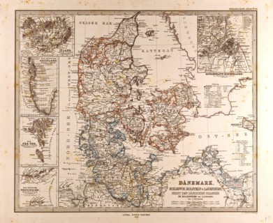 Danmark Map 1872 Gotha Justus Perthes Atlas  Gotha, Justus Perthes, 1872, Atlas. Perthes, Johan