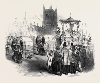 HUGHES'S ELEPHANT CARRIAGE, AT GLOUCESTER