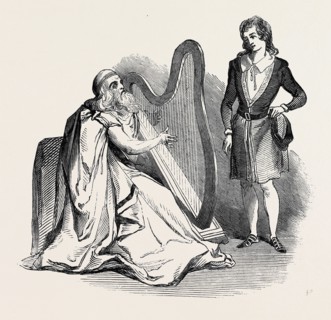 TABLEAU VIVANT FROM "THE LAY OF THE LAST MINSTREL" MF. BYRNE, THE IRISH HARPER