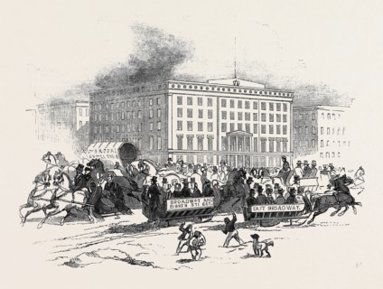 THE BROADWAY, NEW YORK : SLEIGH RIDING AFTER THE LATE SNOW STORM