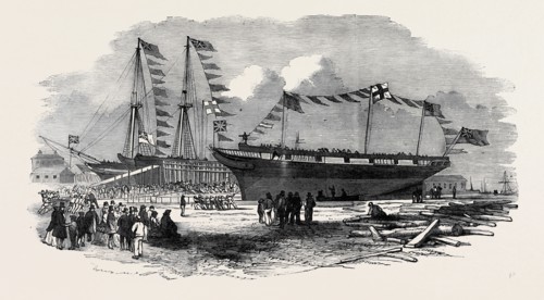 LAUNCH OF THE "EARL OF HARDWICKE," WHALING SHIP, AT COWES