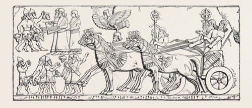 TRIUMPHANT RETURN OF THE KING TO HIS CAMP; NIMROUD SCULPTURES, JUST RECEIVED AT THE BRITISH MUSEUM