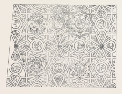 ELIZABETHAN CEILING AT THE RED LION INN, BARNSTAPLE, DRAWN BY MR. H.H. SHARLAND