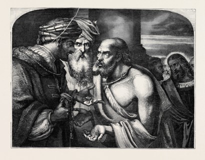 BRITISH INSTITUTION EXHIBITION, "THE COVENANT OF JUDAS" PAINTED BY J. FRANKLIN