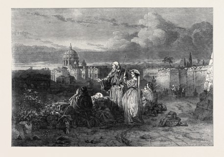 EXHIBITION OF THE SOCIETY OF PAINTERS IN WATER COLOUR, NO. 59 "A GROUP OF PILGRIMS IN SIGHT OF ST.
