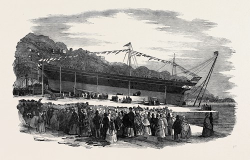 LAUNCH OF THE "PELICAN," STEAMSHIP, AT CORK
