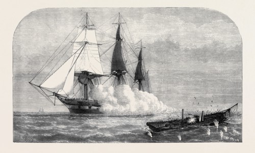 H.M.S. IMMORTALITE SINKING THE DERELICT ZULEIKA, 1873