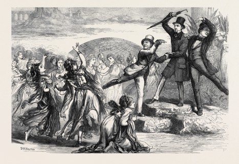 SCENE FROM "THE HAPPY LAND," AT THE COURT THEATRE, 1873