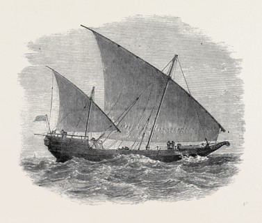 VESSELS USED IN THE ZANZIBAR SLAVE TRADE: BUGALA, OR DHOW, 1873