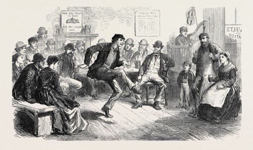 THE STRIKE IN SOUTH WALES: AMUSEMENTS OF THE COLLIERS, "STEPPING", 1873