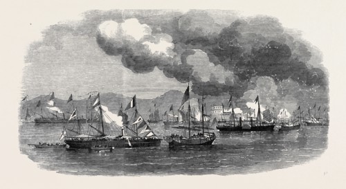 THE WAR IN CHINA, THE BATTLE OF ESCAPE CREEK: BURNING OF TWENTY-SEVEN JUNKS TAKEN IN ESCAPE CREEK,