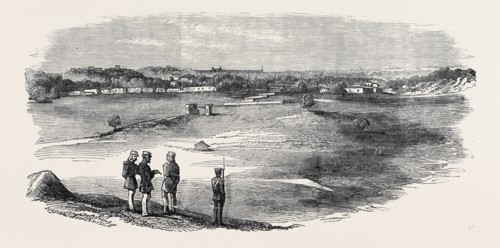 THE MUTINY IN INDIA: SUBSEEMUNDEE, DELHI, FROM THE MOUND BATTERY