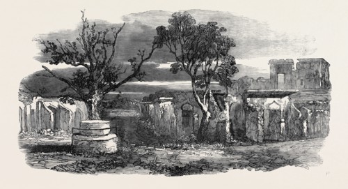 THE MUTINY IN INDIA: SKETCH AMONG THE REMAINS OF THE CANTONMENT BAZAAR DELHI
