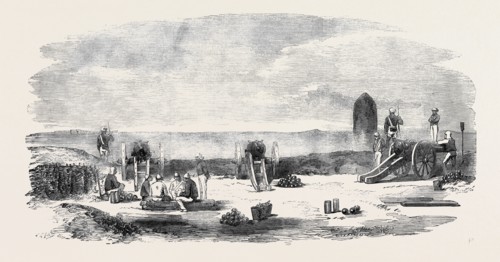 THE MUTINY IN INDIA: THE MOUND BATTERY, BEFORE DELHI.