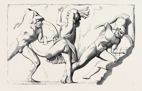 THE BOUDROUM MARBLES: NO. 3. PART OF A FRIEZE REPRESENTING A BATTLE BETWEEN THE AMAZONS AND THE