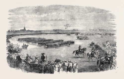 PRESENTATION OF COLOURS TO THE CALCUTTA VOLUNTEER GUARDS, BY THE VISCOUNTESS CANNING