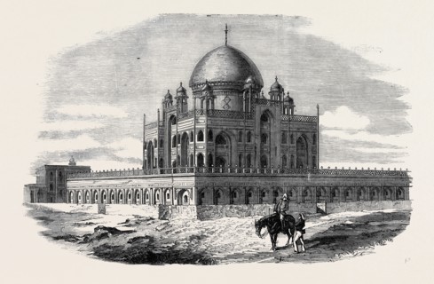 NEAR DELHI: TOMB OF THE EMPEROR HUMAYON, WHERE THE TWO SONS AND GRANDSON OF THE KING OF DELHI WERE