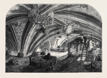 THE CRYPT UNDER OLD ST. STEPHEN'S CHAPEL, WESTMINSTER, NOW IN COURSE OF RESTORATION.