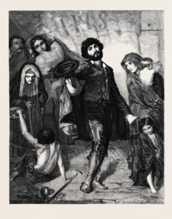 "BEGGARS AT A CHURCH DOOR AT ROME" PAINTED BY MRS. MURRAY, AT THE EXHIBITION OF THE INSTITUTION OF
