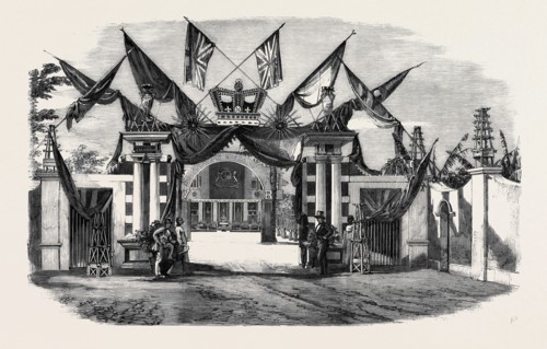 ENTERTAINMENT GIVEN TO LORD ELPHINSTONE AT SANS SOUCI, NEAR BOMBAY, GATEWAY OF THE MANSION