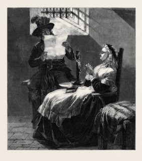"MARIE ANTOINETTE LISTENING TO THE ACT OF ACCUSATION THE DAY BEFORE HER TRIAL" BY E.M. WARD, IN THE