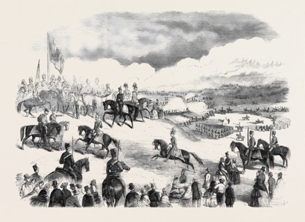 THE REVIEW AT ALDERSHOTT ON MONDAY WEEK, GRAND FIELD-DAY AT ALDERSHOTT