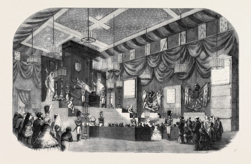 THE LYING IN STATE IN THE HALL OF THE VICEROYS IN THE ROYAL PALACE, NAPLES, OBSEQUIES OF THE LATE