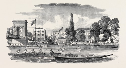 THAMES WATERMEN'S REGATTA, THE CHANCELLOR'S," NEAR HAMMERSMITH BRIDGE, WHERRY FOR PRESENTATION TO