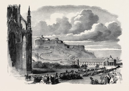 GREAT GATHERING OF JUVENILE ABSTAINERS, AT EDINBURGH, THE PROCESSION PASSING THE SCOTT MONUMENT