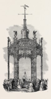 THE IRON DOME EXHIBITED BY THE COALBROOKDALE COMPANY, GROUP LISTENING TO ONE OF MESSRS. COLLARD'S