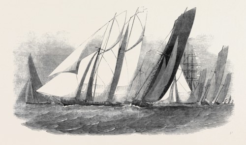 THE ROYAL VICTORIA YACHT SQUADRON REGATTA, THE "FERNANDE" AND "ANACONDA" PASSING RYDE