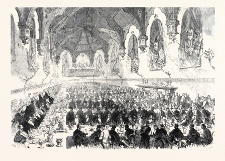 THE MAJORITY OF THE DUKE OF NORFOLK: DINNER IN THE BARONS' HALL, ARUNDEL CASTLE, 1869