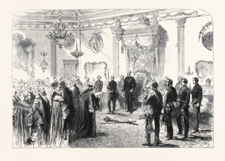 THE RIGHT HON. EARL SPENCER, K.G , LORD LIEUTENANT OF IRELAND, HOLDING A STATE RECEPTION AT DUBLIN