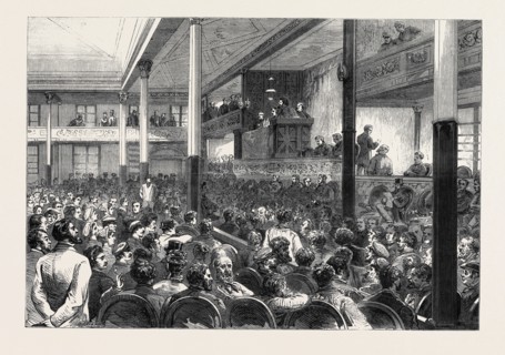 THE RIGHT OF MEETING AT PARIS: M. DUCASSE SPEAKING AT THE SALLE DES FOLIES-BELLEVILLE, 1869, FRANCE