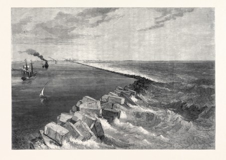 THE ISTHMUS OF SUEZ MARITIME CANAL: BREAKWATER AT PORT SAID, AND MEDITERRANEAN ENTRANCE TO THE