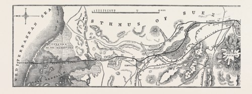 THE ISTHMUS OF SUEZ MARITIME CANAL: PLAN OF THE MARITIME CANAL, WITH THE SMALL FRESH-WATER CANAL,