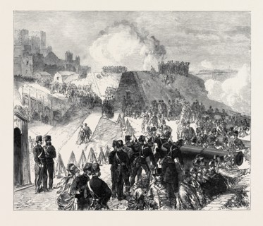 THE VOLUNTEER REVIEW AT DOVER: DEFENCE OF THE CASTLE BATTERIES, UK, 1869