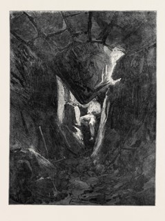 THE EXPLORATIONS AT JERUSALEM: VOUSSOIR OF ROBINSON'S ARCH FALLEN THROUGH THE ARCH OF TUNNEL BELOW,