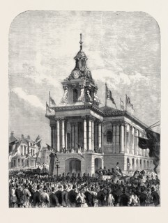 EARL DE GREY AND RIPON GOING FROM THE TOWNHALL AT BURSLEM TO OPEN THE WEDGWOOD INSTITUTE, 1869