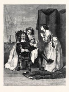 "PERSUADING PAPA," BY J. PETTIE, A.R.A., IN THE EXHIBITION AT THE GALLERY, 7, HAYMARKET, 1869, UK