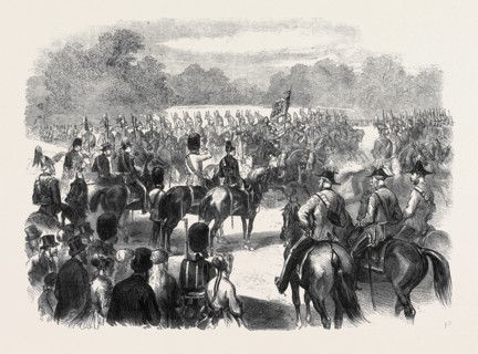 THE GUARDS' PARADE AT THE HORSE GUARDS IN HONOUR OF QUEEN VICTORIA'S BIRTHDAY, UK, 1869